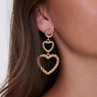 Retro Hollow Geometric Long Thread Heart-shaped Tassel Earrings main image 4