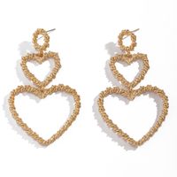 Retro Hollow Geometric Long Thread Heart-shaped Tassel Earrings main image 5