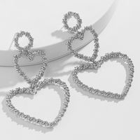 Retro Hollow Geometric Long Thread Heart-shaped Tassel Earrings main image 6