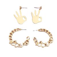Fashion Letter Love Chain Ok Gesture Alloy Earrings Wholesale main image 4