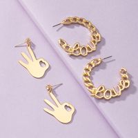 Fashion Letter Love Chain Ok Gesture Alloy Earrings Wholesale main image 5