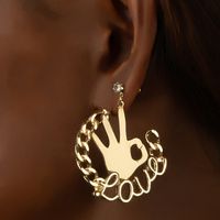 Fashion Letter Love Chain Ok Gesture Alloy Earrings Wholesale main image 6