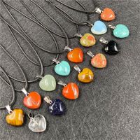 Korean Style Heart Shaped Agate Multicolor Necklace Pendant main image 2