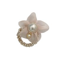 Korean Organza Flower Pearl Hair Ring main image 6