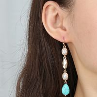 Roman Retro Multi-element Long Tassel Turquoise Earrings main image 4