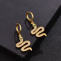 Simple Snake-shaped Copper Inlaid Zircon Earrings Wholesale main image 3