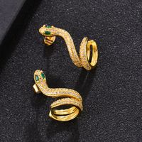 Simple Snake-shaped Copper Inlaid Zircon Earrings Wholesale main image 4