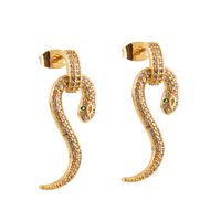 Simple Snake-shaped Copper Inlaid Zircon Earrings Wholesale main image 6