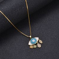 Fashion Hollow Heart  Devil's Eye Pendant Micro-inlaid Zircon Necklace main image 3