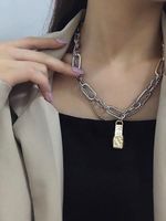 Hip Hop Fashion Thick Chain Lock Pendant Necklace main image 6
