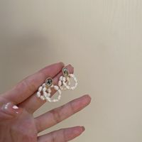 Korean Retro Simple Double-layer Pearl Circle Chain Earrings main image 5