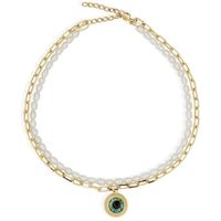 Retro Ocean Green Eye Amulet Freshwater Pearl Necklace main image 8