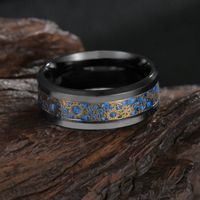 Fashion Black-plated Carbon Fiber Titanium Steel Gear Ring main image 1