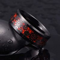 Fashion Black-plated Carbon Fiber Titanium Steel Gear Ring main image 3