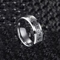 Fashion Black-plated Carbon Fiber Titanium Steel Gear Ring main image 4