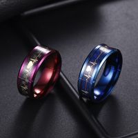 Fashion Blue-plated Carbon Fiber Couples Ecg Titanium Steel Ring main image 3