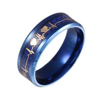 Fashion Blue-plated Carbon Fiber Couples Ecg Titanium Steel Ring main image 6
