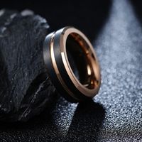 Fashion Rose Gold Black Tungsten Steel Ring main image 2