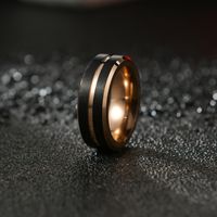 Fashion Rose Gold Black Tungsten Steel Ring main image 4
