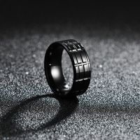 Simple Stainless Steel Batch Flower Black Plating Ring main image 1