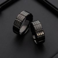 Simple Stainless Steel Batch Flower Black Plating Ring main image 4