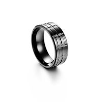 Simple Stainless Steel Batch Flower Black Plating Ring main image 6