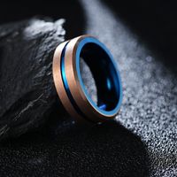 Fashion Rose Gold And Blue Two-color Tungsten Steel Ring main image 1