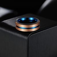 Fashion Rose Gold And Blue Two-color Tungsten Steel Ring main image 3