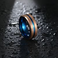 Fashion Rose Gold And Blue Two-color Tungsten Steel Ring main image 4