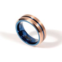 Fashion Rose Gold And Blue Two-color Tungsten Steel Ring main image 6