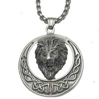 Fashion Sun Lion Head Pendant Titanium Steel Necklace main image 5