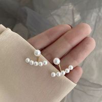 Geometric Inlaid Pearls Alloy Artificial Gemstones Earrings Ear Studs sku image 1
