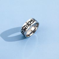Punk Stainless Steel Flame Butterfly Heart Moon Ring sku image 3