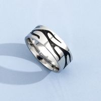 Punk Stainless Steel Flame Butterfly Heart Moon Ring sku image 6