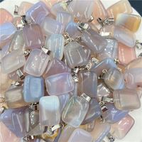Fashion Rectangle Crystal Agate Stone Multicolor Necklace Pendant Wholesale sku image 3