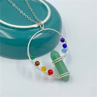 Mode Kristall Sechseckige Spalte Farbige Perlen Halskette Anhänger sku image 1