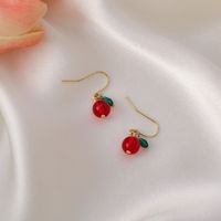 Korean Beaded Little Cherries Earrings sku image 1