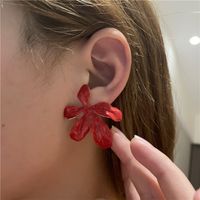 Trendy Clear Flower Dripping Alloy Earrings sku image 1