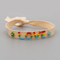 Bohemian Ribbon Rice Bead Woven Rainbow Letter Bracelet sku image 3