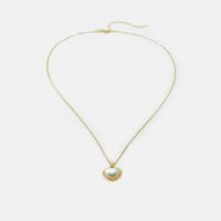 Fashion Heart-shaped Shell Diamond Gold Plated Necklace Set Wholesale main image 4