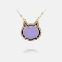 New Fashion Colored Glass Cat Pendent Necklace main image 1