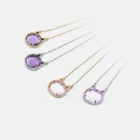 New Fashion Colored Glass Cat Pendent Necklace main image 5