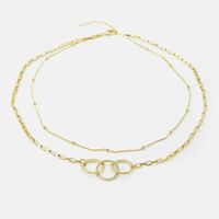 Simple Double Zircon Chain Necklace Wholesale sku image 1
