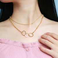 Simple Double Zircon Chain Necklace Wholesale main image 3