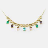 Fashion Gold Plated Stained Glass Zircon Pendent Necklace main image 4