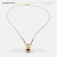 Wholesale Fashion Copper Gold-plated Zircon Red Heart Necklace main image 6