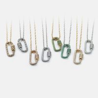 Fashion Gold Lock Copper Inlaid Color Zircon Pendent Necklace main image 6