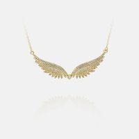 Fashion Copper Gold-plated Zircon Feather Necklace main image 1