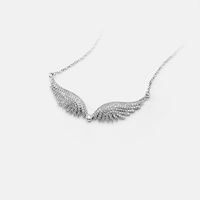Fashion Copper Gold-plated Zircon Feather Necklace main image 3
