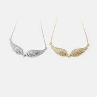 Fashion Copper Gold-plated Zircon Feather Necklace main image 4